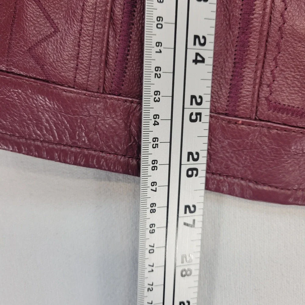 Nygard Collection Leather Knit Jacket Womens XL Burgundy Zip Mixed Media - Picture 6 of 7